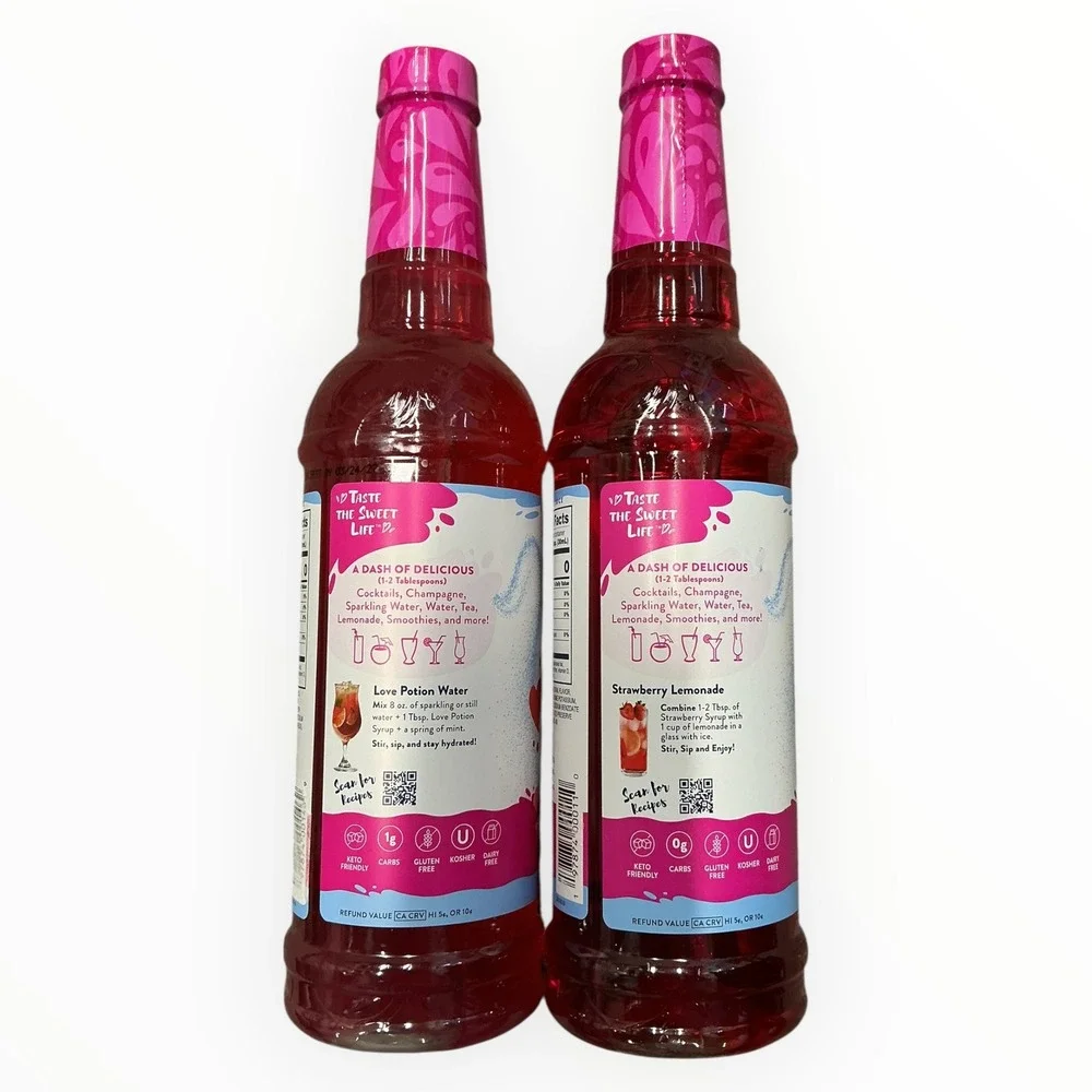 Two Jordans Skinny Mixes Strawberry Love Potion Syrup Sugar Free 0 Calorie Drink